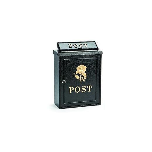 Aluminium post box with gold rose design
