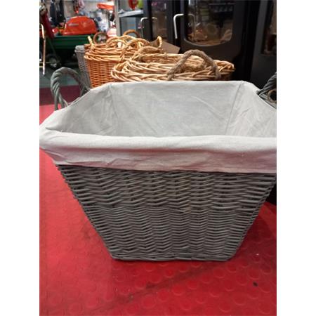 45 X 45 SQUARE WICKER LINED BASKET (GREY)