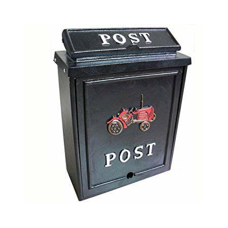 Aluminium post box with tractor design