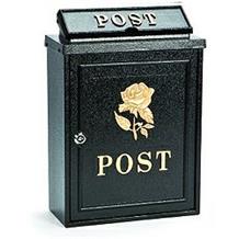Aluminium post box with gold rose design