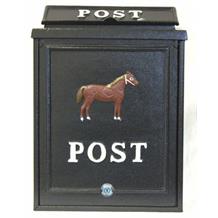 Aluminium post box with horse design