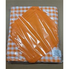 ORANGE CHECK TABLE CLOTH WITH NAPKINS