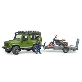 BRUDER LAND ROVER DEFENDER WITH TRAILER &amp; SCRAMBLER