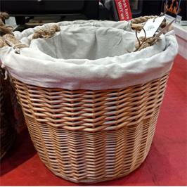 NATURAL ROUND WICKER BASKET WITH LINER