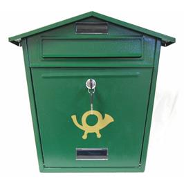 Green metal post box