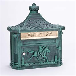wall mounted post box green cast aluminium