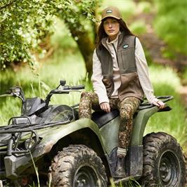 RIDGELINE WOMENS VEST BARK/LIGHT BARK HYBRID FLEECE