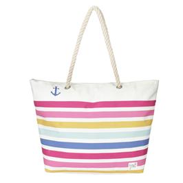 CANVAS BEACH BAG BRIGHT ROSE MULTI
