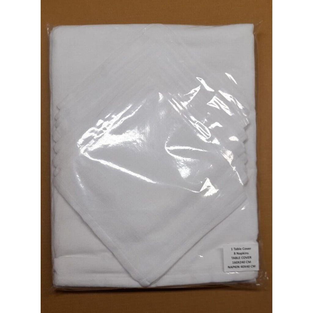 WHITE TABLE CLOTH 160CM X 240 AND NAPKINS