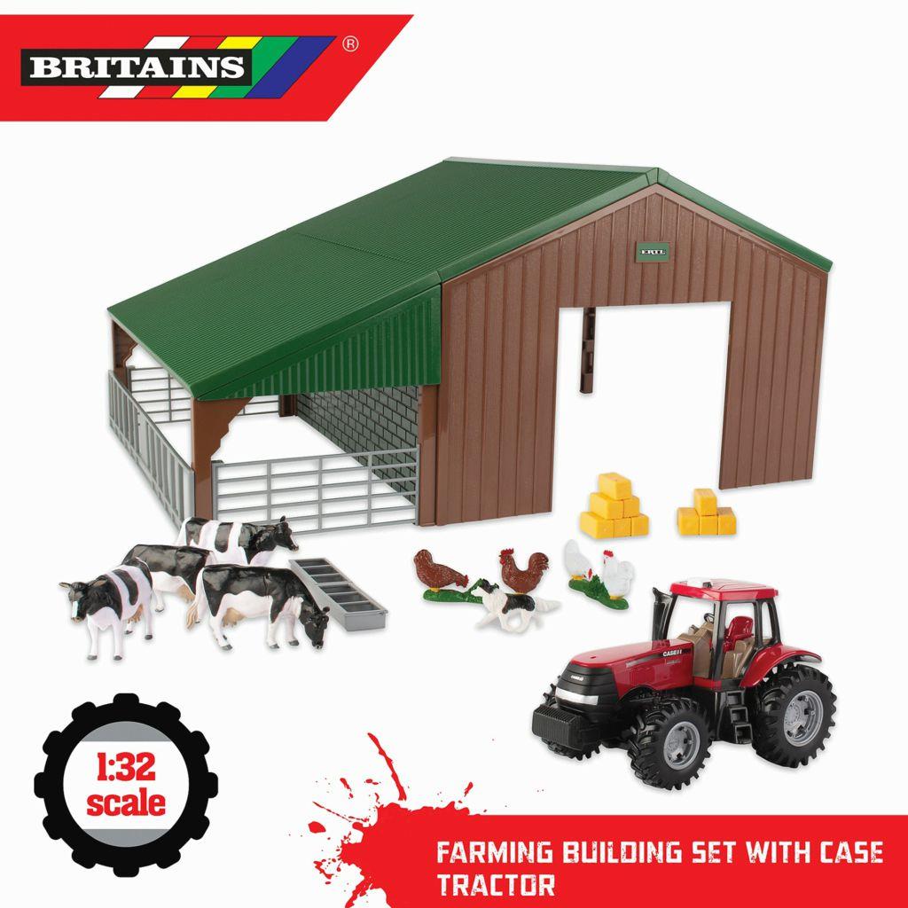 FARM BUILDING SET WITH CASE TRACTOR