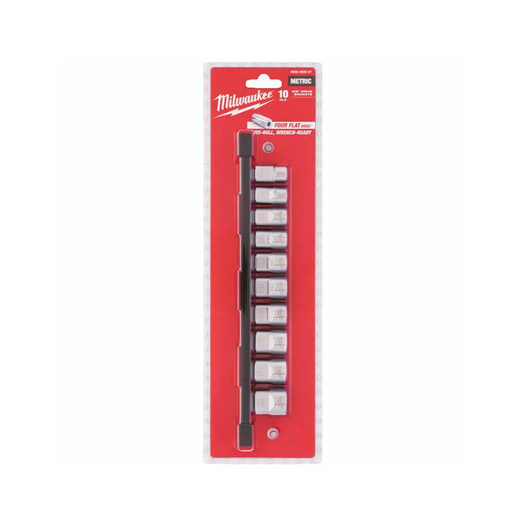 MILWAUKEE SOCKET METRIC SET 10PCE 3/8&quot; METRIC DRIVE CHROME