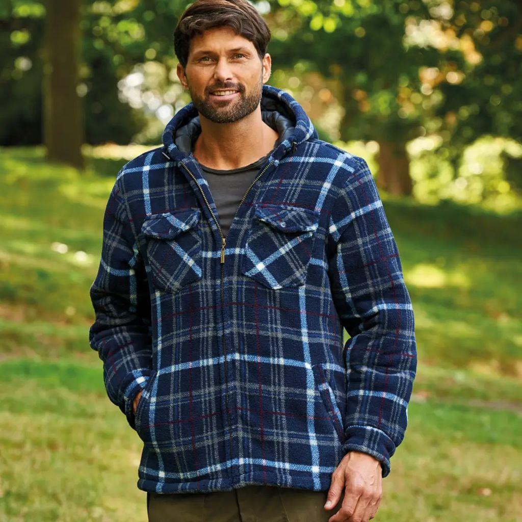 DUMFRIES HOODED FLEECE BLUE/GREY
