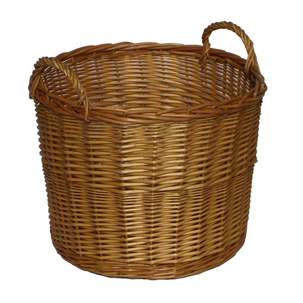 BROWN WICKER LOG BASKET