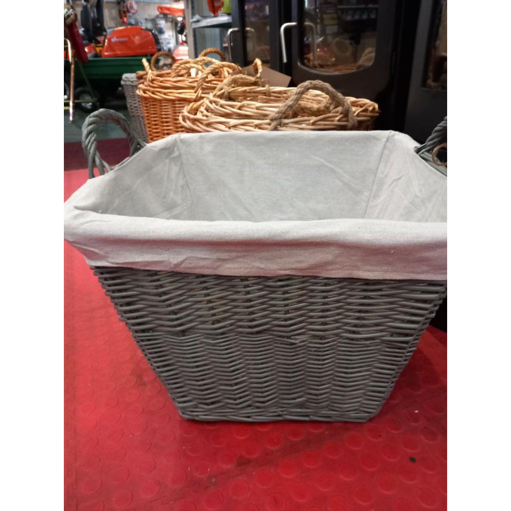 45 X 45 SQUARE WICKER LINED BASKET (GREY)