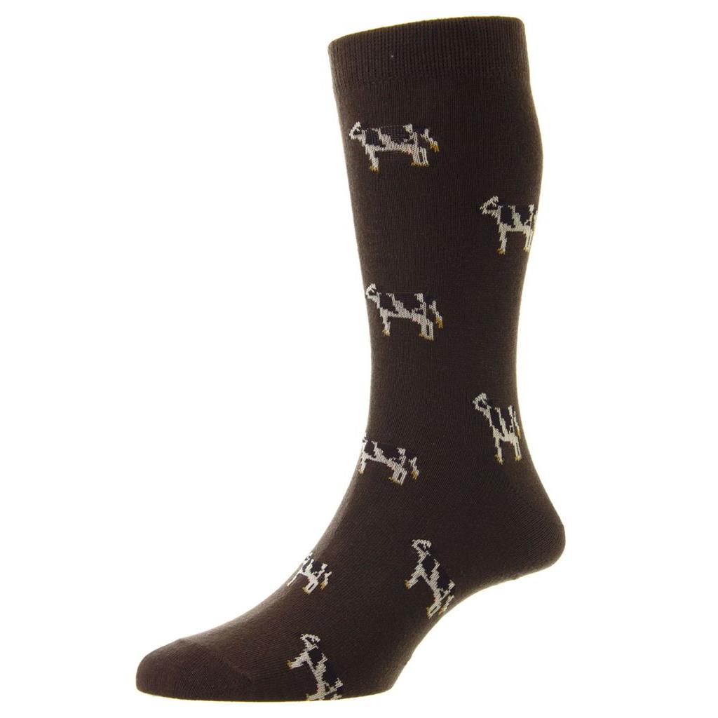 6-11 COW SOCKS DARK BROWN