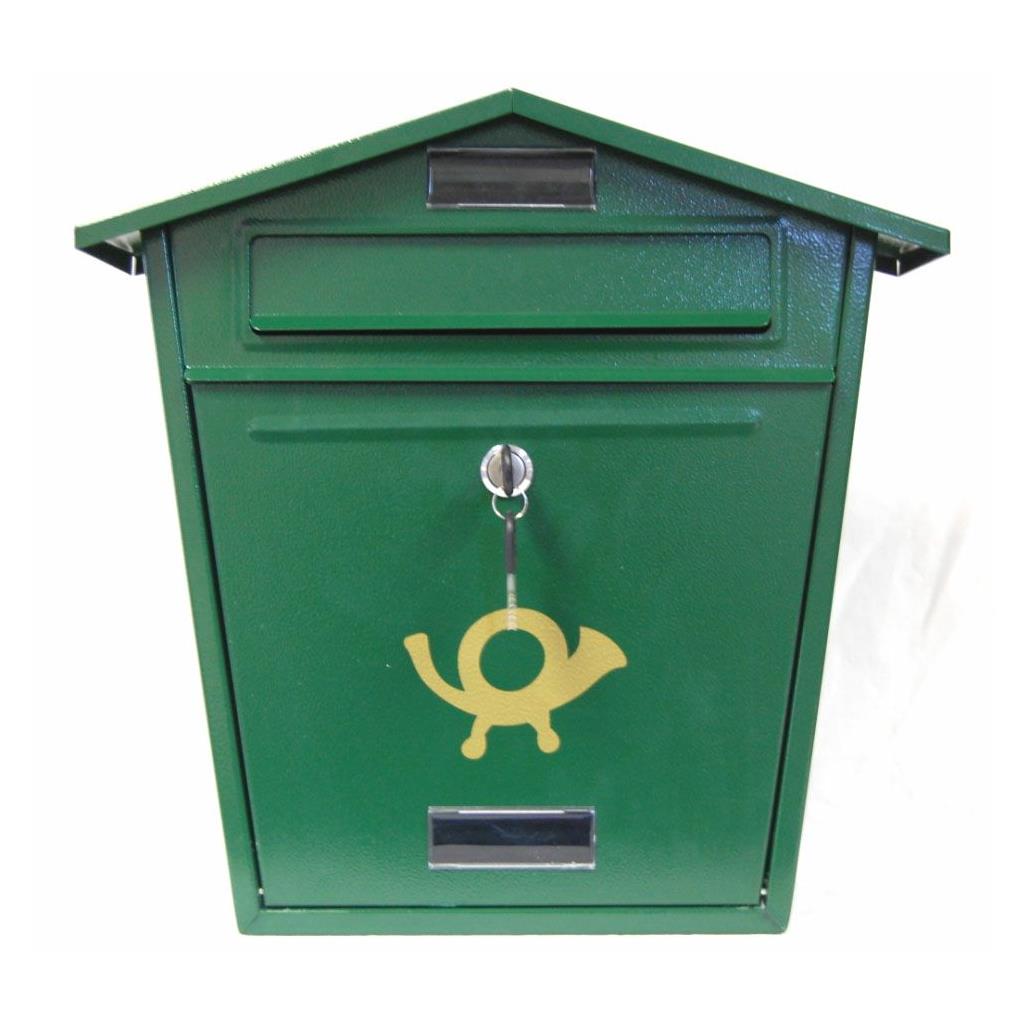 Green metal post box