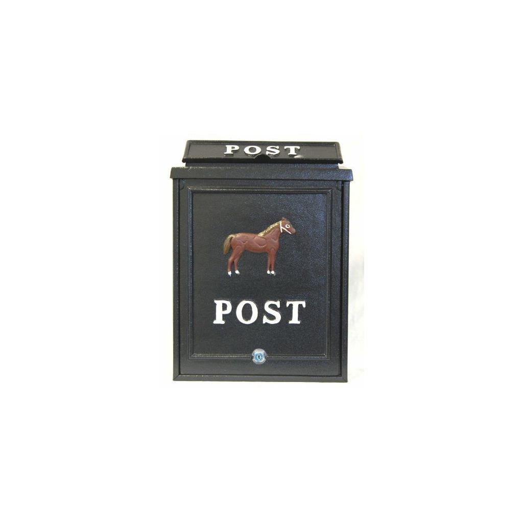 Aluminium post box with horse design