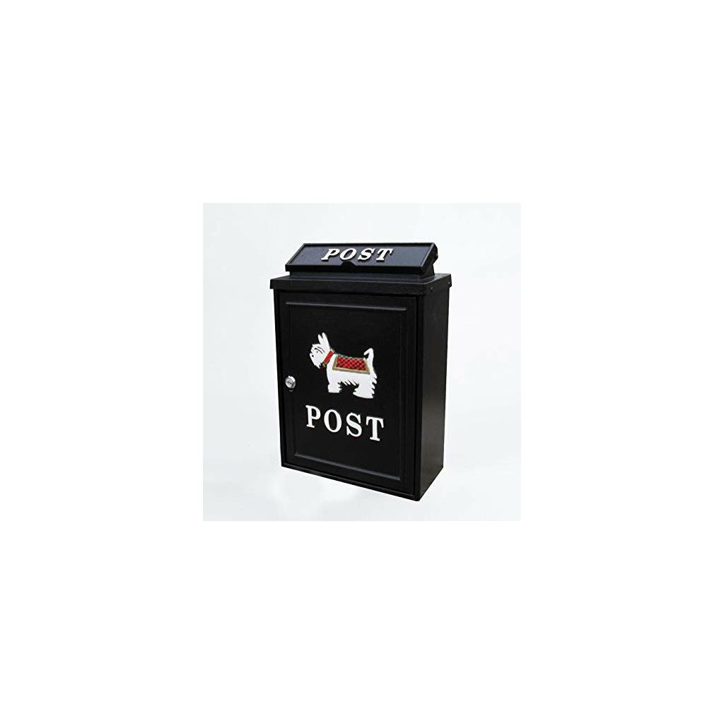 Aluminium post box with scotty dog design