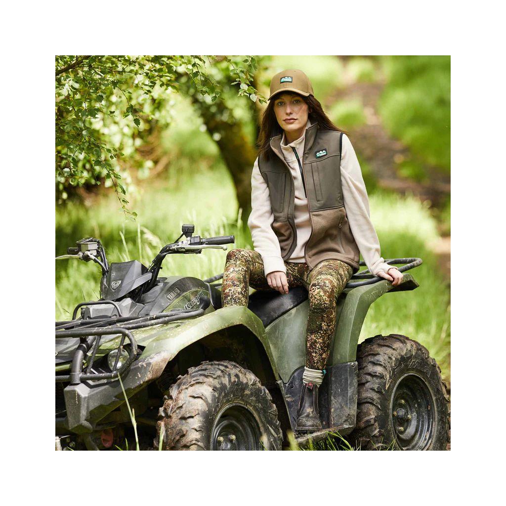 RIDGELINE WOMENS VEST BARK/LIGHT BARK HYBRID FLEECE