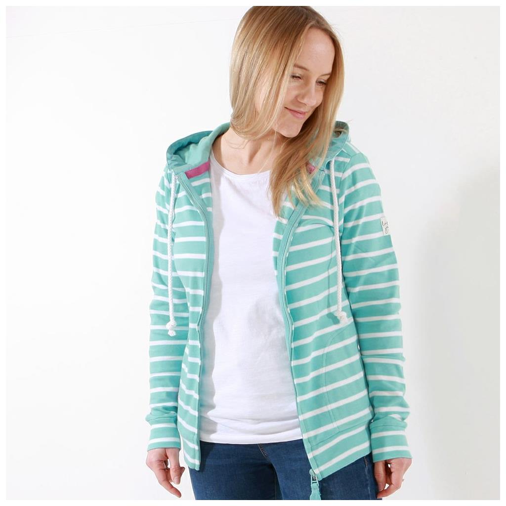STRIPED ZIP THRU SWEATSHIRT SOFT TURQUOISE