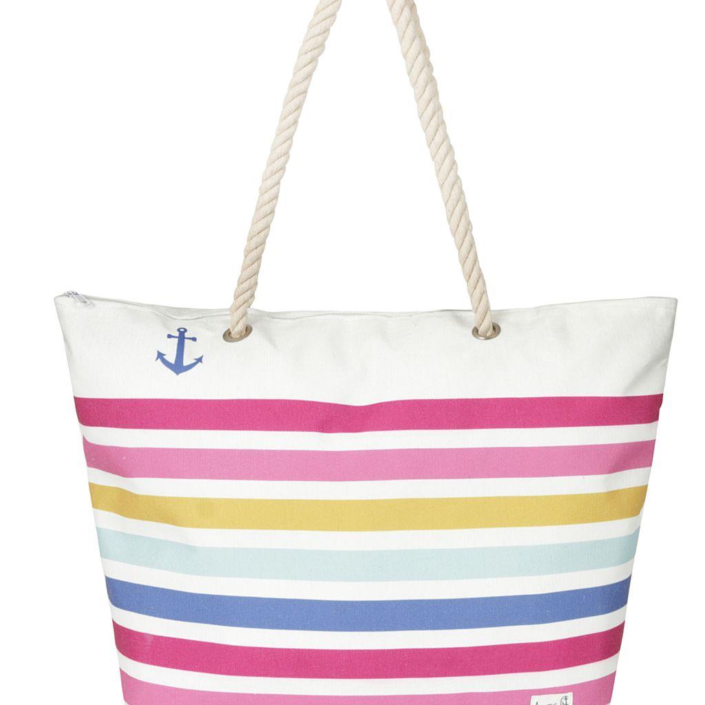 CANVAS BEACH BAG BRIGHT ROSE MULTI
