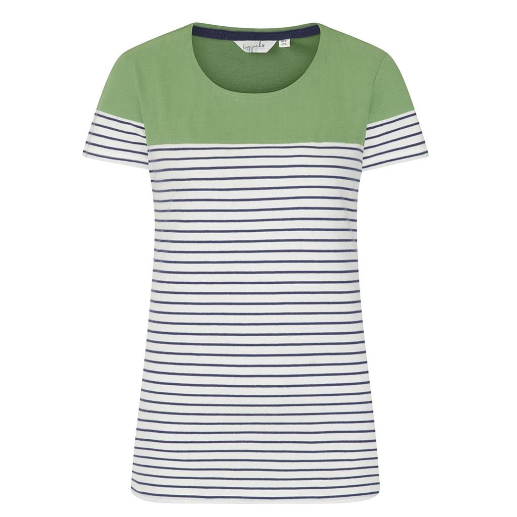 SHORT SLEEVE PANEL BRETON TOP SPRING GREEN
