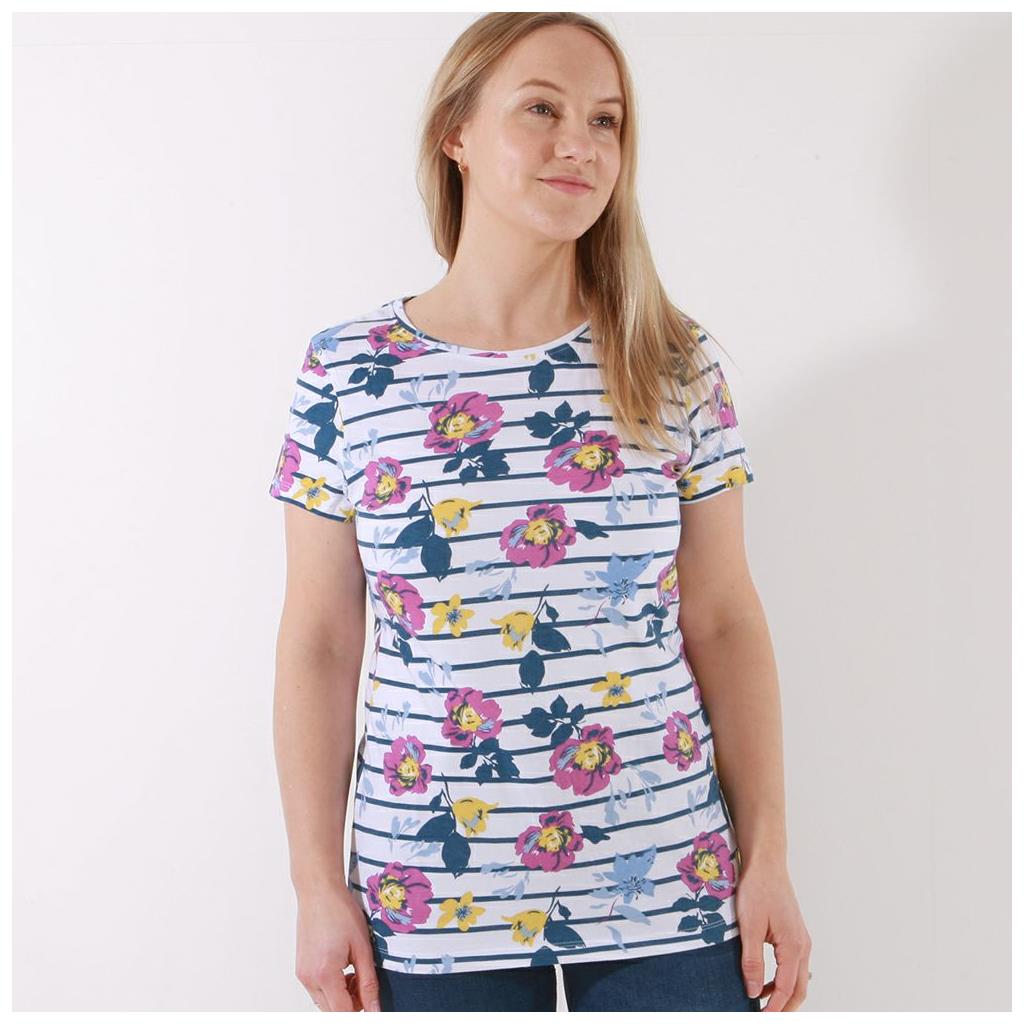 SHORT SLEEVE PRINTED BRETON TOP FULL BLOOM