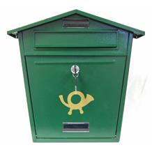 Green metal post box
